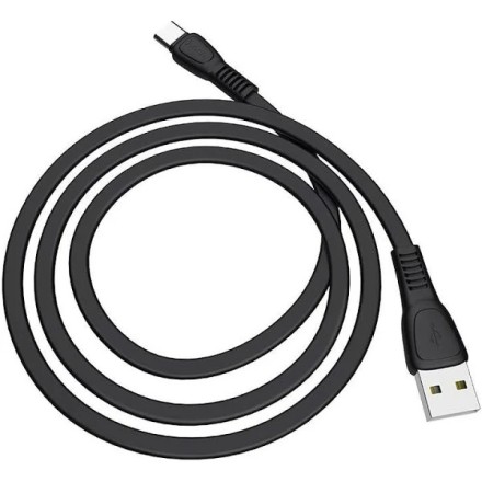  Usb Кабель-зарядка Type-C Hoco X40 Noah 3A 1м плоский силиконовый чёрный
