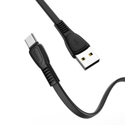 Usb Кабель-зарядка Type-C Hoco X40 Noah 3A 1м плоский силиконовый чёрный