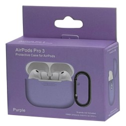 Силиконовый чехол для AirPods Pro 3 c карабином сиреневый