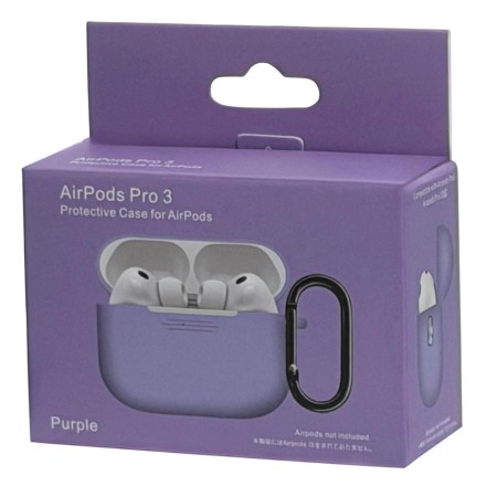  Силиконовый чехол для AirPods Pro 3 c карабином сиреневый