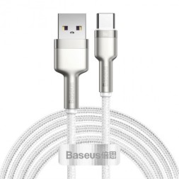 Usb Кабель-зарядка TYPE-C Baseus Cafule Series Metal Data Cable 2м (CAKF000202) 66W белый