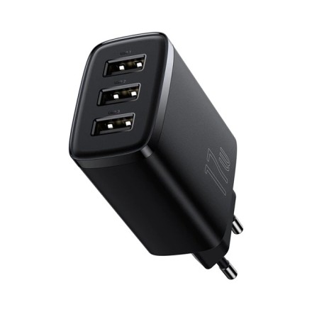 Сетевое зар. устр. Baseus Compact 17W 3USB CCXJ020101 черное