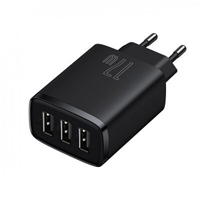  Сетевое зар. устр. Baseus Compact 17W 3USB CCXJ020101 черное