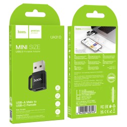 Переходник Hoco UA31D USB (папа) на USB-C (мама) черный
