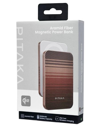  Powerbank с беспроводной зарядкой Pitaka Magnetic Aramid Fiber Qi2 5000mAh 15W Sunset