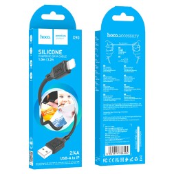 Usb Кабель-зарядка Lightning Hoco X90 2.4A 1м силиконовый черный
