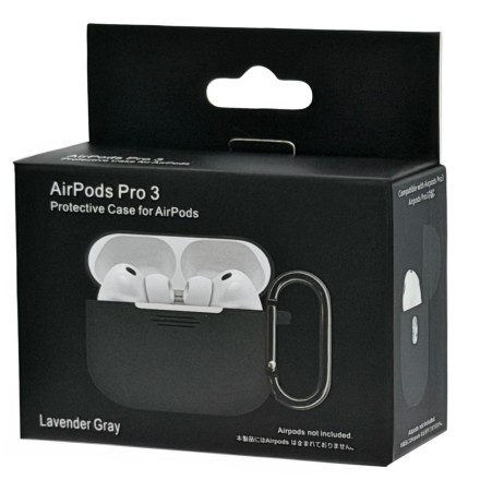  Силиконовый чехол для AirPods Pro 3 c карабином лавандовый серый