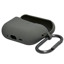Силиконовый чехол для AirPods Pro 3 c карабином серый