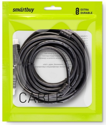  АудиоВидео кабель Smartbuy HDMI - HDMI ver.2.0 A-M/A-M, 2 фильтра, 10 м (K-352-100-2)/10
