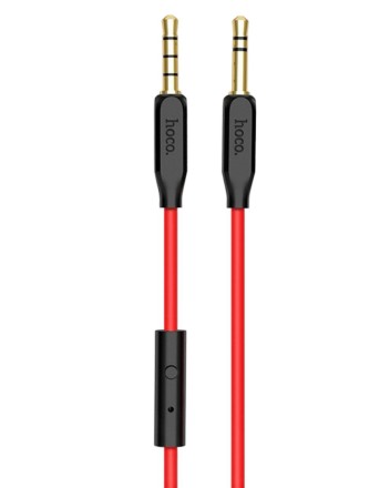  Аудиокабель AUX 3.5мм Hoco UPA12 1м с микрофоном силиконовый черный