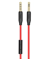 Аудиокабель AUX 3.5мм Hoco UPA12 1м с микрофоном силиконовый черный