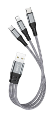 Usb Кабель-зарядка Hoco X47 3в1 Micro/Lightning/Type-C 25см серый