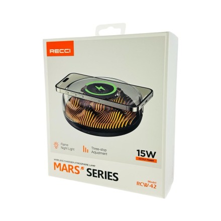  Беспроводное зарядное устройство + ночник Recci Mars RCW-42 15W черное
