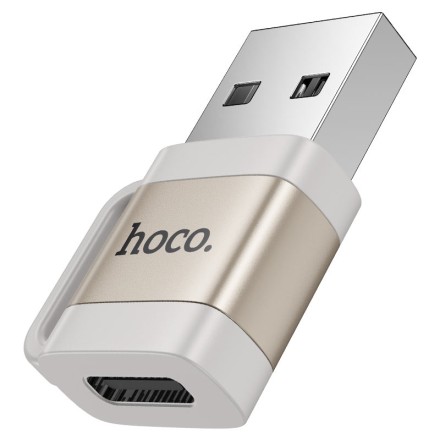 Переходник Hoco UA31D USB (папа) на USB-C (мама) серебристый