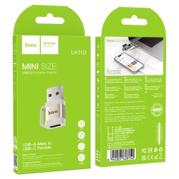 Переходник Hoco UA31D USB (папа) на USB-C (мама) серебристый