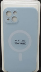 Накладка для i-Phone 14 Max 6.7&quot; Magsafe силикон серо-голубая