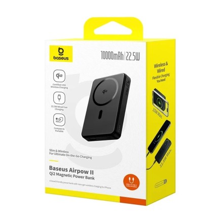  Powerbank с беспроводной зарядкой Baseus Airpow II Qi2 10000mAh 22.5W P10080000123-00 черный