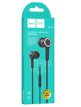  Наушники с микрофоном Hoco M104 1.2м черные
