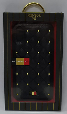 Накладка для iPhone XR кожаная Mentor VII кромка силикон, разные