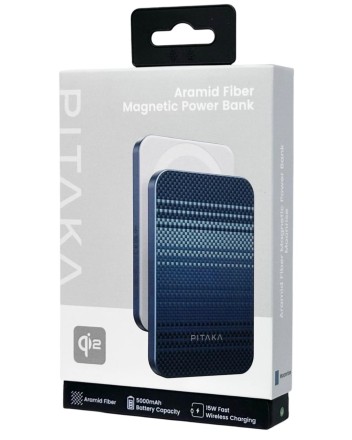  Powerbank с беспроводной зарядкой Pitaka Magnetic Aramid Fiber Qi2 5000mAh 15W Moonrise