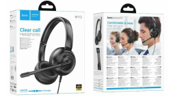 Стереонаушники полноразмерные Hoco W112 с микрофоном черные