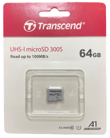  micro SDHC карта памяти Transcend 300S 64GB Class 10 UHS-I U1 100MB/s без адап