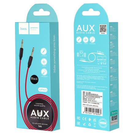  Аудиокабель AUX 3.5мм Hoco UPA11 1м силиконовый черный