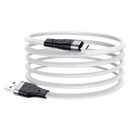  Usb Кабель-зарядка Micro Hoco X53 Angel 2.4A 1м плоский силиконовый белый
