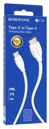  Usb Кабель-зарядка Type-C на Type-C Borofone BX19 Benefit 3A 60W 1м силиконовый белый