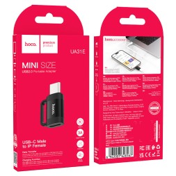 Переходник Hoco UA31E USB-C (папа) на Lightning (мама) черный