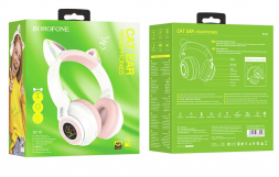Стереонаушники Bluetooth Полноразмерные Borofone B018 Cat Ear V5.0/7ч белые