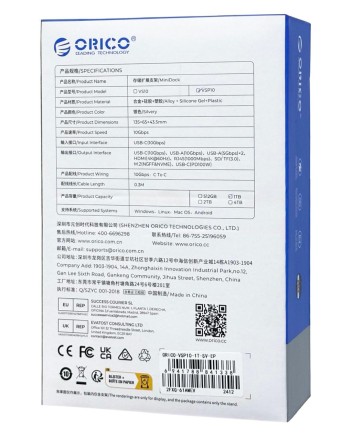  Док-станция + хаб Orico VSP10 USB3.0x3/USB-Cx3/HDMI/RJ45/MicroSD/TF/Mac Mini черный