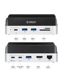 Док-станция + хаб Orico VSP10 USB3.0x3/USB-Cx3/HDMI/RJ45/MicroSD/TF/Mac Mini черный
