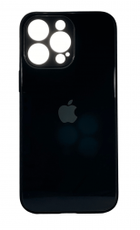 Чехол-накладка для i-Phone 13 Pro Max силикон (стеклянная крышка) черная