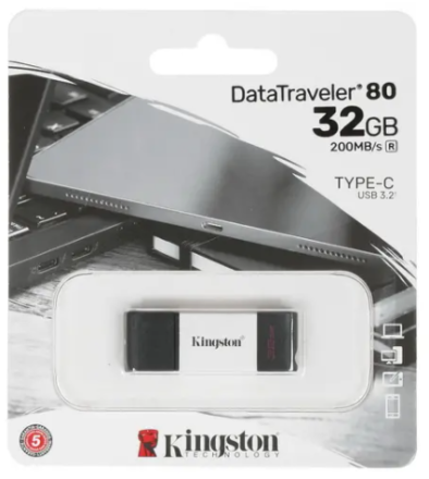  3.0/3.2 USB флеш накопитель Kingston 32GB (DT80/32GB) черный/серебро