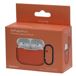 Силиконовый чехол для AirPods Pro 3 c карабином оранжевый