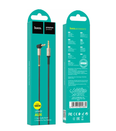  Аудиокабель AUX 3,5mm Hoco угловой с микрофоном UPA02 1m чёрный