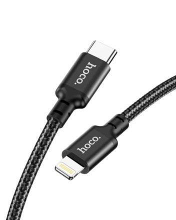  Usb Кабель-зарядка Type-C на Lightning Hoco X14 Double 3A 20W 1м в тканевой оплетке черный
