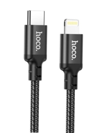  Usb Кабель-зарядка Type-C на Lightning Hoco X14 Double 3A 20W 1м в тканевой оплетке черный