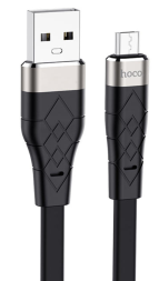 Usb Кабель-зарядка Micro Hoco X53 Angel 2.4A 1м плоский силиконовый черный