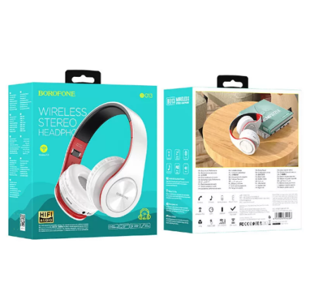  Стереонаушники Bluetooth Полноразмерные Borofone BO13 Joyness IPX4/BT5.0/200mAh/4ч белые