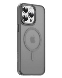 Накладка для i-Phone 15 Pro Keephone Magico Magsafe матово-прозрачный серая рамка