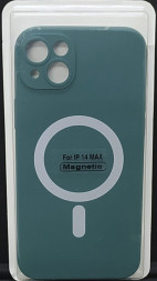 Накладка для i-Phone 14 Max 6.7&quot; Magsafe силикон темно-зеленая