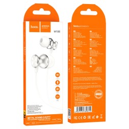 Наушники с микрофоном Hoco M106 1.2м серебристые