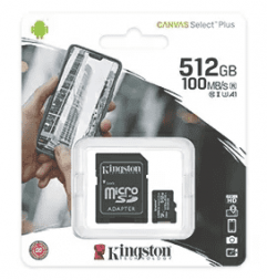 micro SDHC карта памяти Kingston 512GB Class 10 UHS-I Ultra 100MB/s с адапт. (SDCS2/512GB)