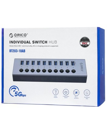  USB3.0 хаб Orico BT2U3-10AB USB3.0x10 серый