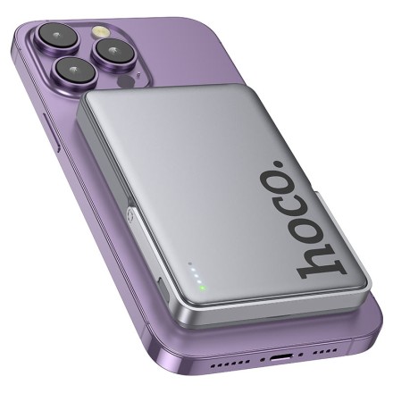  Powerbank с беспроводной зарядкой MagSafe Hoco Q36 5000mAh 1USB-C 20W серый