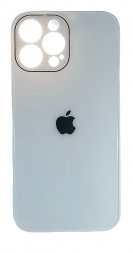 Чехол-накладка для i-Phone 13 Pro Max силикон (стеклянная крышка) белая