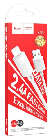  Usb Кабель-зарядка Lightning Hoco X88 2.4A 1м белый