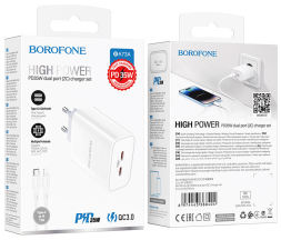 Сетевое зар. устр. Borofone BA73A с шнуром Type-C на Lightning 2C 35W белое